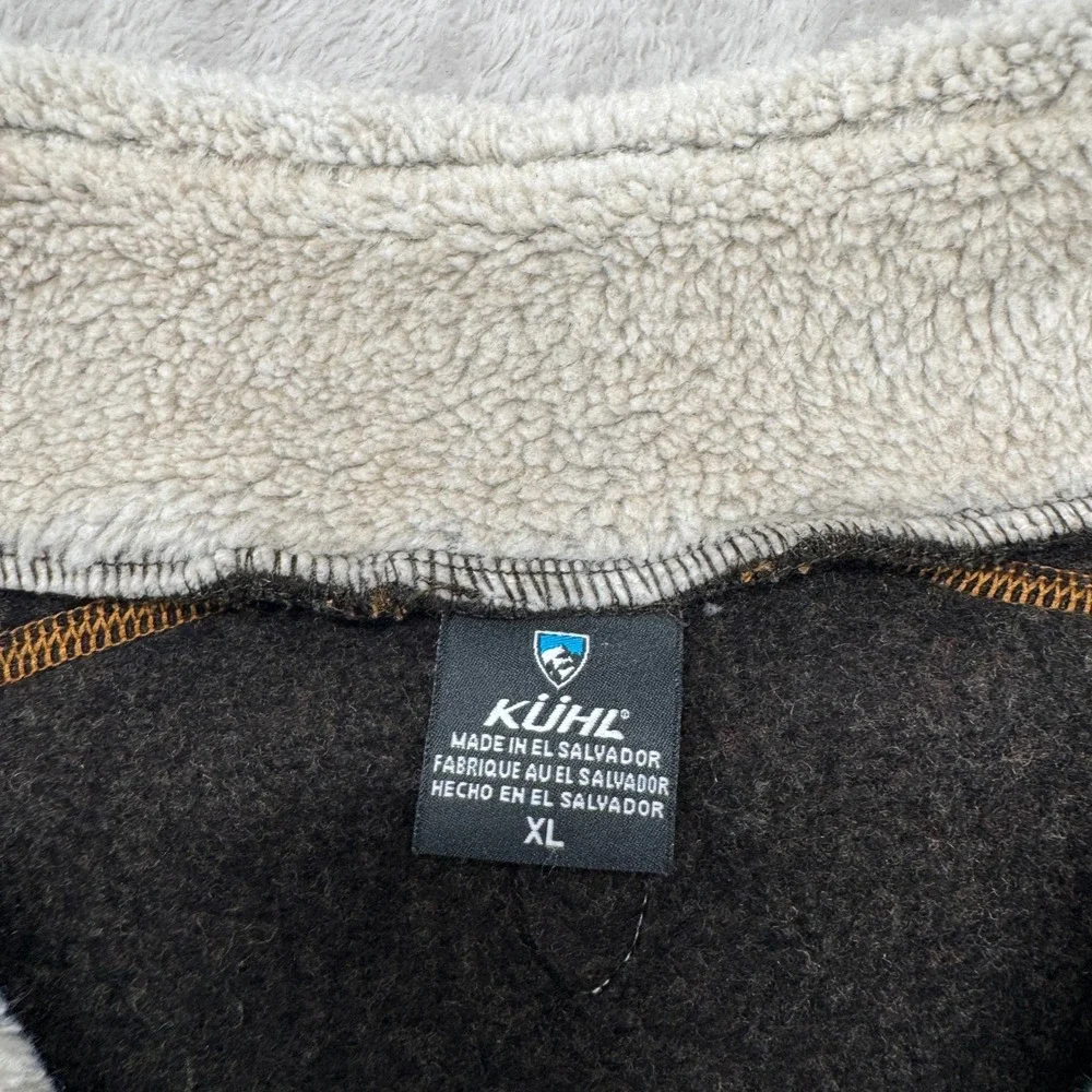 Kuhl Alfpaca Fleece Sweater Mens‎ XL Black 1/4 Zip Shearling Lined Performance